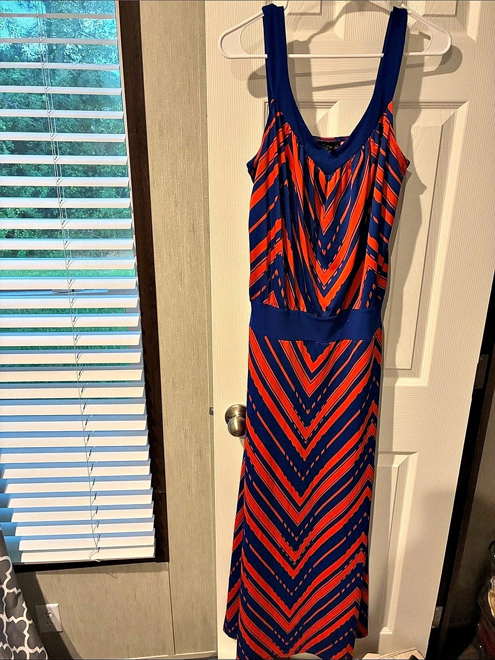Metaphor Geometric Maxi Dress in Blue & Orange Size Small